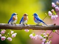 Ai Generated illustration Wildlife Concept of Pair of Eastern Bluebird Royalty Free Stock Photo