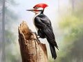 Ai Generated illustration Wildlife Concept of Pileated Woodpecker