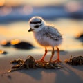 Ai Generated illustration Wildlife Concept of Piping Plover Chick