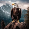 Ai Generated illustration Wildlife Concept of Posed Bald Eagle