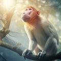 Ai Generated illustration Wildlife Concept of Proboscis monkey Royalty Free Stock Photo
