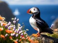 Ai Generated illustration Wildlife Concept of Puffin