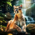 Ai Generated illustration Wildlife Concept of Puma Royalty Free Stock Photo