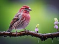 Ai Generated illustration Wildlife Concept of Purple Finch (Carpodacus purpureus)