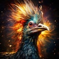 Ai Generated illustration Wildlife Concept of Rare bird with a bang on the head Royalty Free Stock Photo