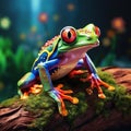Ai Generated illustration Wildlife Concept of Red eyed green tree frog or gaudy tree frog