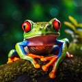 Ai Generated illustration Wildlife Concept of Red eyed green tree frog or gaudy tree frog Royalty Free Stock Photo