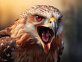 Ai Generated illustration Wildlife Concept of Red-Tailed Hawk (Buteo jamaicensis) with Open Beak Royalty Free Stock Photo