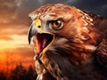 Ai Generated illustration Wildlife Concept of Red-Tailed Hawk (Buteo jamaicensis) with Open Beak