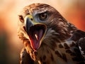 Ai Generated illustration Wildlife Concept of Red-Tailed Hawk (Buteo jamaicensis) with Open Beak