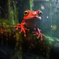 Ai Generated illustration Wildlife Concept of Red tree frog climbing Royalty Free Stock Photo