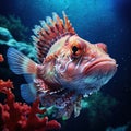 Ai Generated illustration Wildlife Concept of Reef stonefish (Synanceia verrucosa). Royalty Free Stock Photo