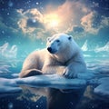 Ai Generated illustration Wildlife Concept of Resting polar bear Royalty Free Stock Photo