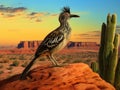 Ai Generated illustration Wildlife Concept of Roadrunner hunting at dusk Royalty Free Stock Photo