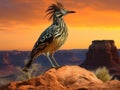 Ai Generated illustration Wildlife Concept of Roadrunner hunting at dusk Royalty Free Stock Photo