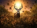 Ai Generated illustration Wildlife Concept of The rut is on for whitetail deer Royalty Free Stock Photo