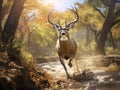 Ai Generated illustration Wildlife Concept of The rut is on for whitetail deer Royalty Free Stock Photo