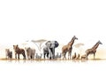 Ai Generated illustration Wildlife Concept of Safari Animals Together Isolated Banner Royalty Free Stock Photo