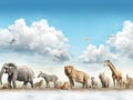 Ai Generated illustration Wildlife Concept of Safari Zoo Animals Over Web Banner Royalty Free Stock Photo