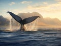 Ai Generated illustration Wildlife Concept of Seascape with Whale tail Royalty Free Stock Photo