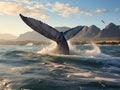 Ai Generated illustration Wildlife Concept of Seascape with Whale tail Royalty Free Stock Photo