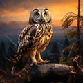 Ai Generated illustration Wildlife Concept of Short eared Owl