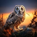Ai Generated illustration Wildlife Concept of Short eared Owl