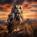 Ai Generated illustration Wildlife Concept of Short eared Owl Royalty Free Stock Photo