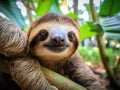 Ai Generated illustration Wildlife Concept of Sloth in Puerto Viejo Costa Rica Royalty Free Stock Photo