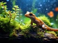 Ai Generated illustration Wildlife Concept of Smoot newt on plant