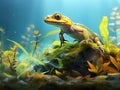 Ai Generated illustration Wildlife Concept of Smoot newt on plant