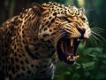 Ai Generated illustration Wildlife Concept of Snarling leopard Royalty Free Stock Photo