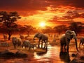 Ai Generated illustration Wildlife Concept of South African Safari Wildlife Fantasy Scene Royalty Free Stock Photo