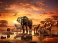 Ai Generated illustration Wildlife Concept of South African Safari Wildlife Fantasy Scene Royalty Free Stock Photo