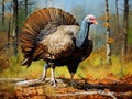 Ai Generated illustration Wildlife Concept of Strutting wild turkey Royalty Free Stock Photo