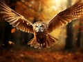 Ai Generated illustration Wildlife Concept of A tawny owl flying