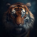 Ai Generated illustration Wildlife Concept of Tiger Closeup On