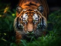 Ai Generated illustration Wildlife Concept of Tiger staring at you Royalty Free Stock Photo