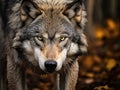 Ai Generated illustration Wildlife Concept of Timber Wolf (Canis lupus) Stare Royalty Free Stock Photo