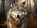 Ai Generated illustration Wildlife Concept of Timber Wolf (Canis lupus) Stare Royalty Free Stock Photo