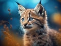 Ai Generated illustration Wildlife Concept of Tiny Bobcat Kitten Royalty Free Stock Photo