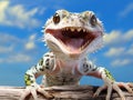 Ai Generated illustration Wildlife Concept of Tokay gecko on driftwood Royalty Free Stock Photo