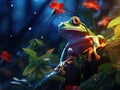 Ai Generated illustration Wildlife Concept of Tree frog after firefly Royalty Free Stock Photo