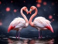 Ai Generated illustration Wildlife Concept of Two beautiful flamingos in love Royalty Free Stock Photo