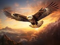 Ai Generated illustration Wildlife Concept of Two eagles soaring. Royalty Free Stock Photo
