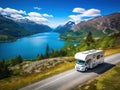 Ai Generated illustration Wildlife Concept of vacation travel RV holiday trip in motorhome