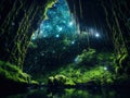 Ai Generated illustration Wildlife Concept of Waitomo Glowworm Caves New Zealand Royalty Free Stock Photo