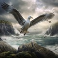 Ai Generated illustration Wildlife Concept of Wandering Albatross South Georgia