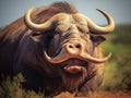 Ai Generated illustration Wildlife Concept of A warthog with big tusks.