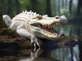 Ai Generated illustration Wildlife Concept of White Gator Royalty Free Stock Photo